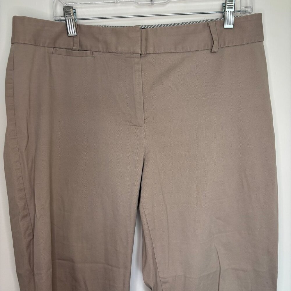 TALBOTS Signature Chino Womens 12 Tan Flat Front Stretch Pockets Cropped Casual